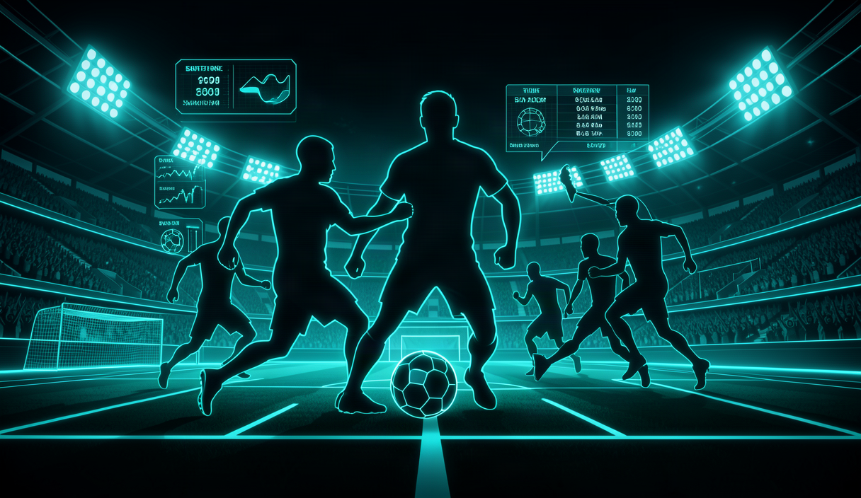 สนามฟุตบอลและตลาดแทงบอลออนไลน์โทนสีฟ้าอมเขียว